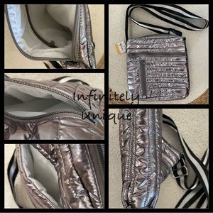 Metallic puff fabric crossbody bag-os